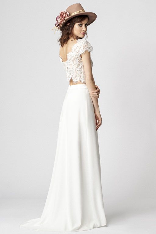 Wedding dress with lace crop-top