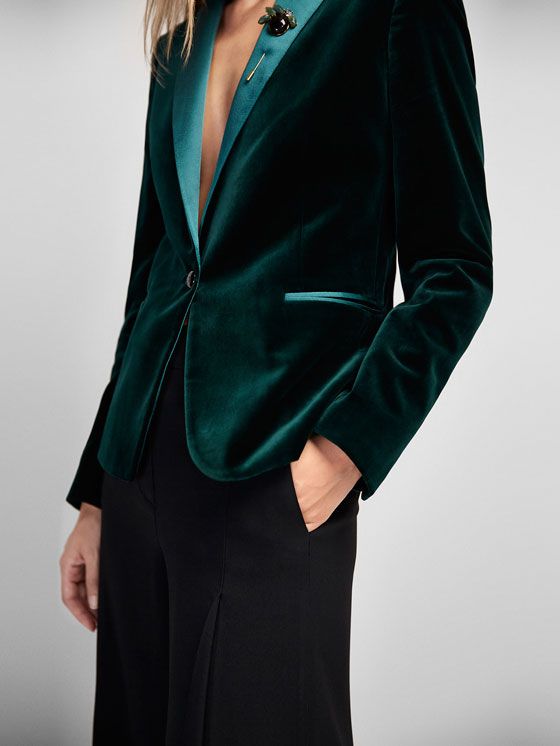 Veste tailleur velours vert