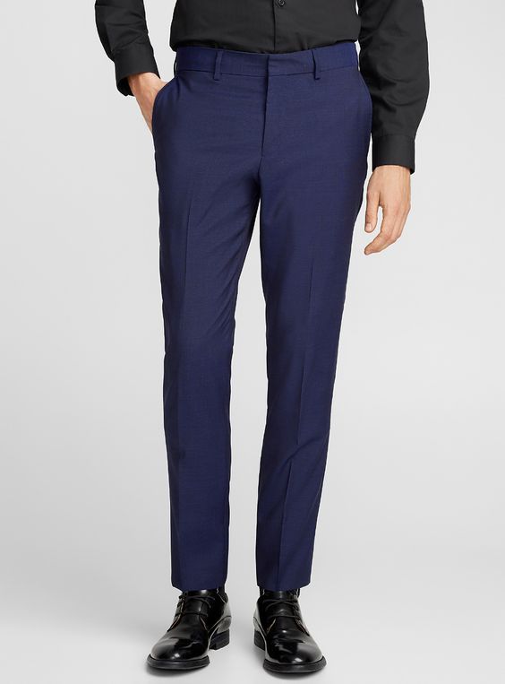 Pantalon de costume homme bleu marine bien ajusté