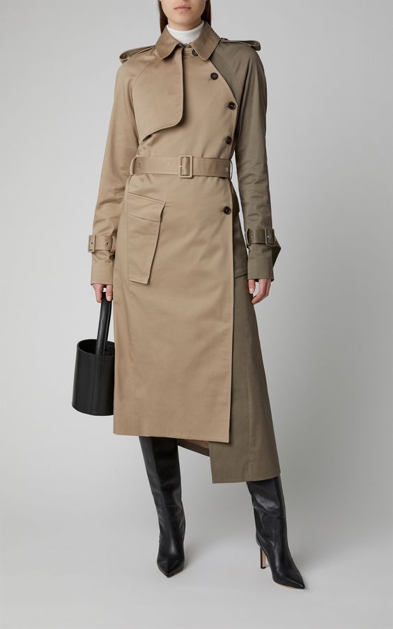 Manteau long bi-matière