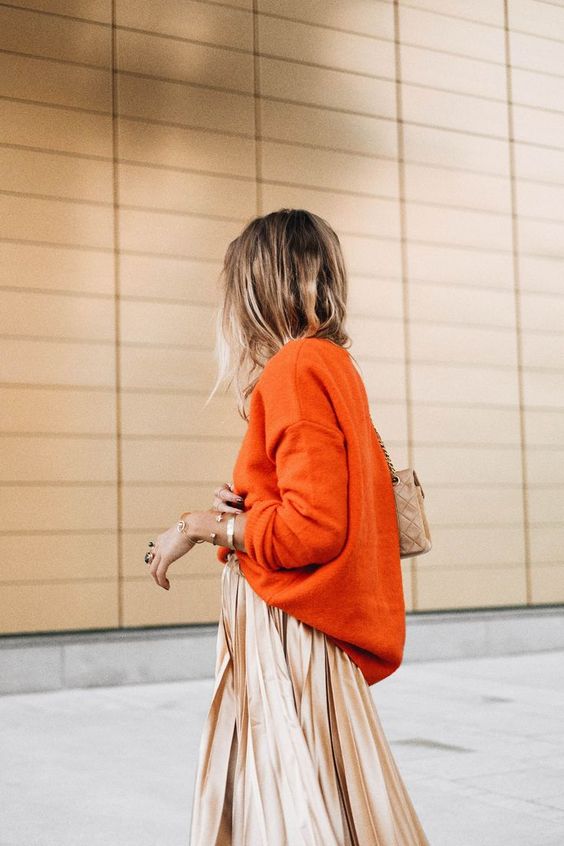 Pull en cachemire orange oversized