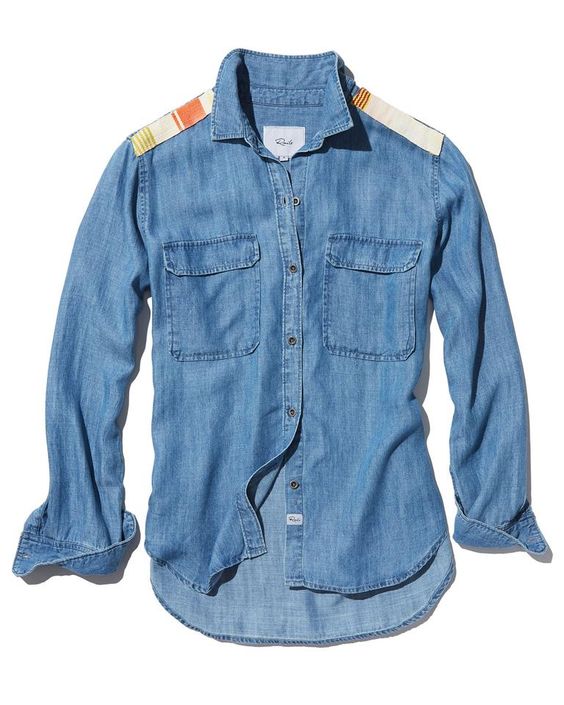 Chemise en jean à épaulettes amiral