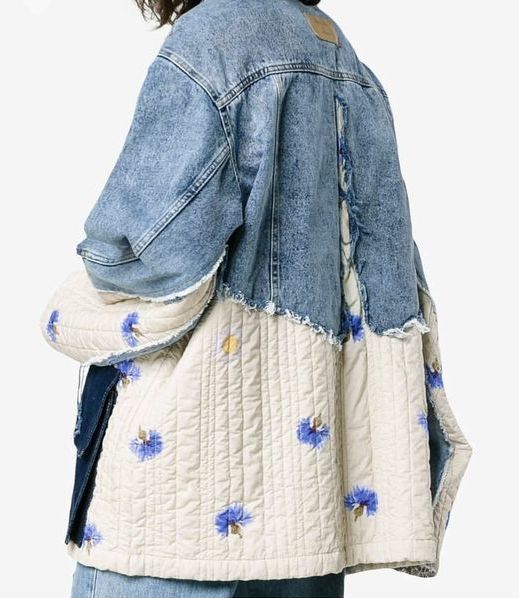 Veste en jean avec empiècements en tissu matelassé