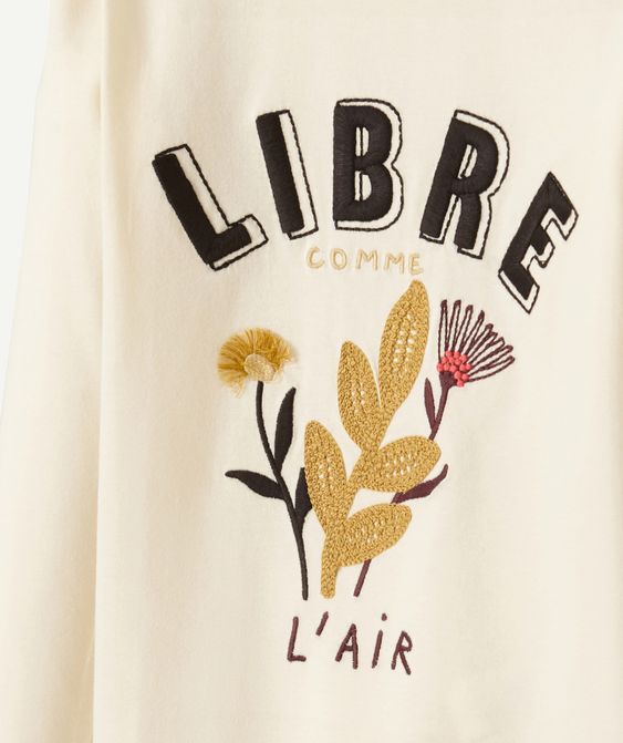 T-shirt en coton brodé Libre comme l’air